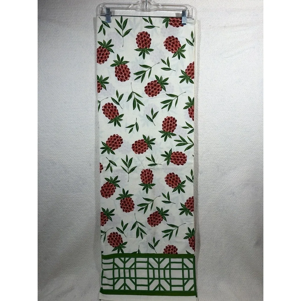 Pomegranate‎ Fruit Print Tablecloth 92x60 Cotton Green White Decorative